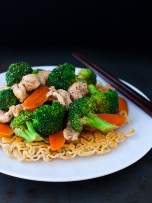 Chicken Vegetable Stir-fry with Crispy Noodles | stg-tamingofthespooncom-staging.kinsta.cloud